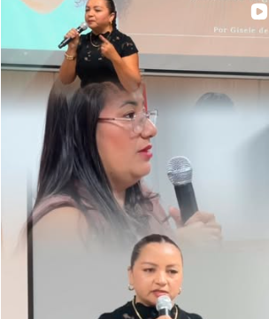 Gisele de Paulo ministrando palestra e curso sobre Micropigmentação